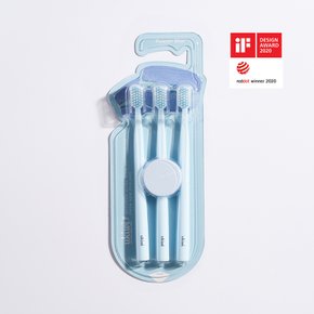 [무케] 유키위_마그네틱 항균 칫솔 3pcs (파우더블루 / 패드포함) 자석칫솔 초 미세모