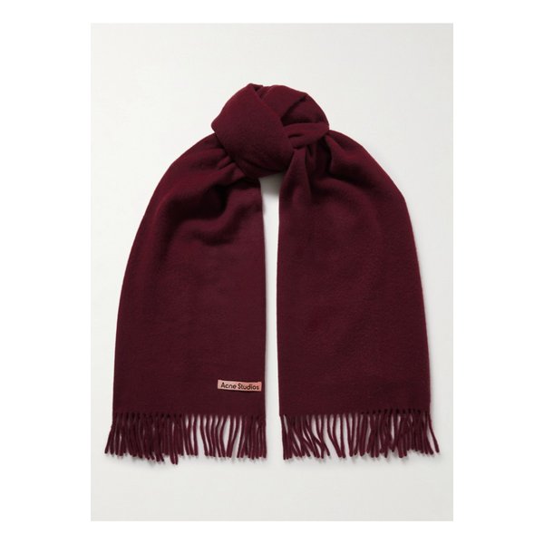 프린지 울 스카프 버건디 46376663162899035