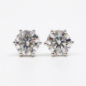925Silver 1캐럿 모이사나이트 심플 귀걸이 OPQUE5010