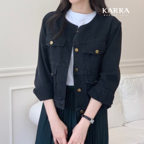 KARRA 데님라운드메탈버튼자켓_A3F0499