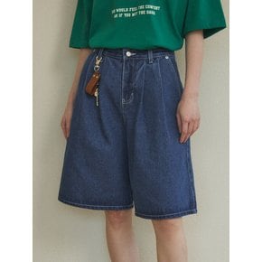 W/Bermuda Two-Tuck Washed Denim Pants 4color