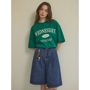 W/Bermuda Two-Tuck Washed Denim Pants 4color