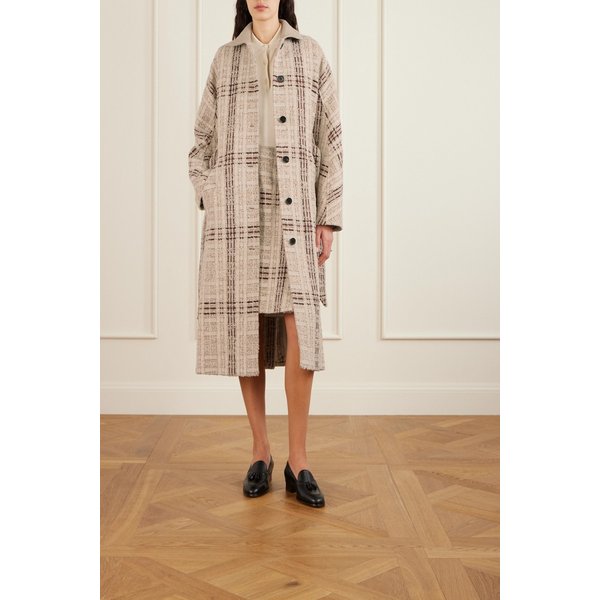 체크 울 블렌드 트위드 코트 46376663162909500