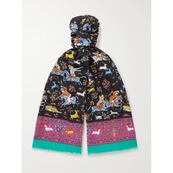 드레익스 HIM 무굴 프린지 프린트 울 실크 혼방 스카프 46376663162902040