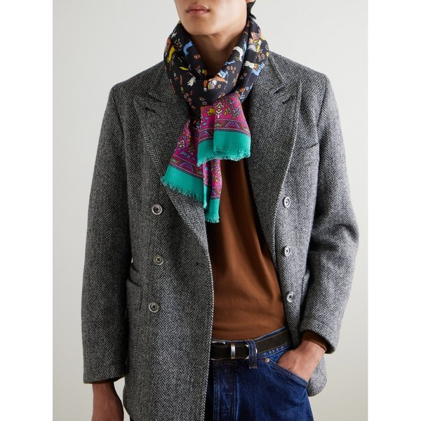 드레익스 HIM 무굴 프린지 프린트 울 실크 혼방 스카프 46376663162902040