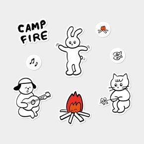 Camp Fire 캠프 파이어하는 동물들 스티커 세트