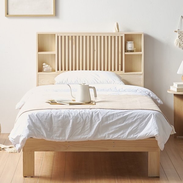 편백나무 통원목 수납헤드 평상형 침대프레임 슈퍼싱글 SS