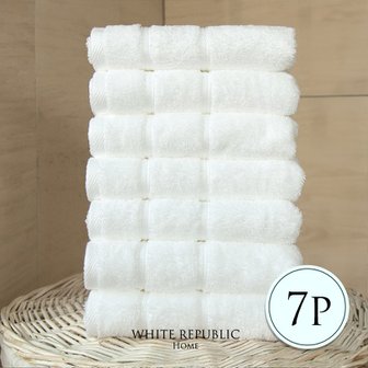 화이트리퍼블릭 이집션 코튼 270g 고중량 장파일 호텔세면타월 7P (화이트,민트)