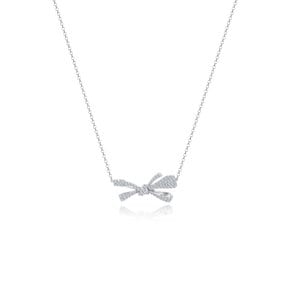 Double bow pave necklace