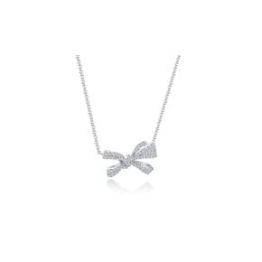 Double bow pave necklace