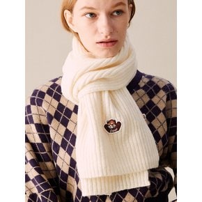 FACE LESSER PANDA PATCH KNIT MUFFLER IVORY