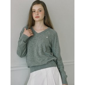 Cashmere Wool V-neck knit - Melange Grey