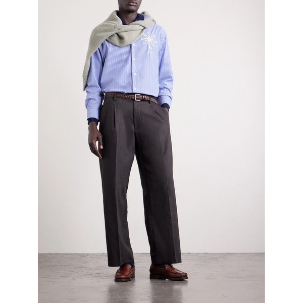 NN.07 퀸시 아플리케 핀스트라이프 수피마 코튼 셔츠 46376663162929984