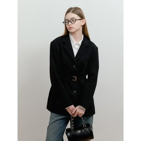 BELTED SINGLE JACKET_BLACK