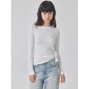 SHOULDER CUT-OUT LONG SLEEVE TOP_T416TP121(WH)