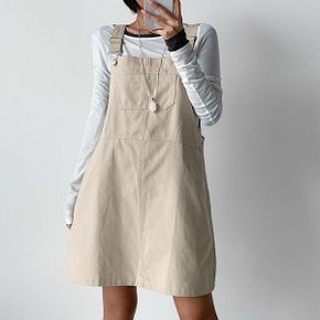 면100  데일리 멜빵 미니 원피스 A라인 77까지 편한 캐주얼 레이어드 원피스_P404420922
