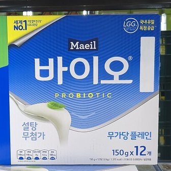 글로벌푸드 매일 바이오 플레인 150g x 12개 / 무가당 플레인