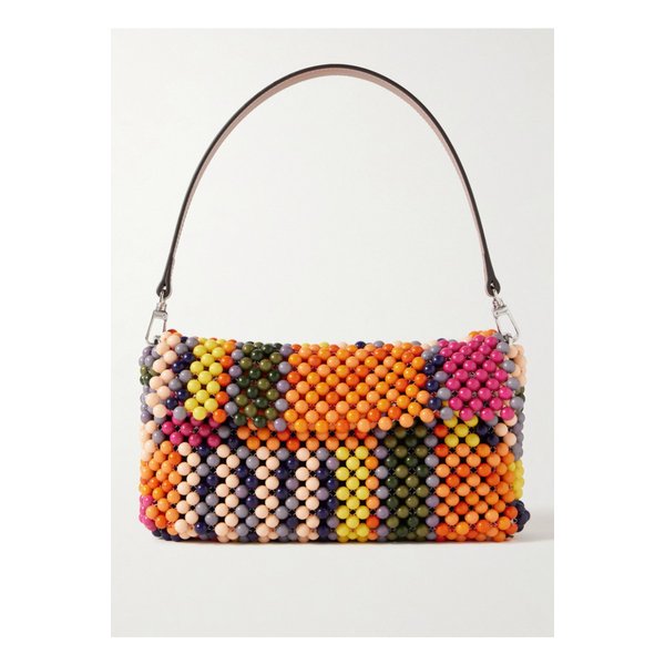 스타우드 티미 가죽 트리밍 비즈 메시 숄더 백 오렌지 1647597357747058
