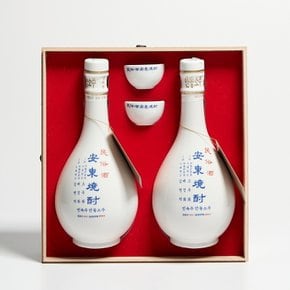 조옥화 안동소주 민속주 45도 400ml X2 특1호 김연박 명인 (잔,케이스,쇼핑백)