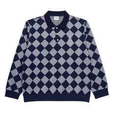 ARGYLE PATTERN PIQUE SHIRT NAVY - 아가일 패턴 피케셔츠