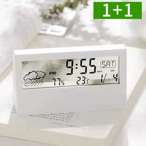 1+1 디지털 온도계 습도계 시계 온습도계