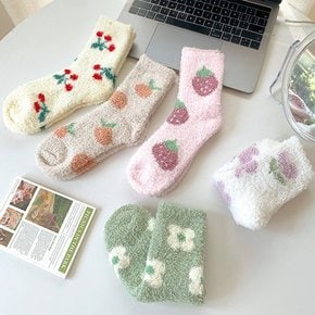 포근한 과일 수면양말 여성 임산부 보온 방한 따뜻한 털 겨울양말