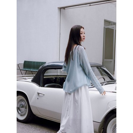 티엔느 Rina Mesh Cardigan_Blue