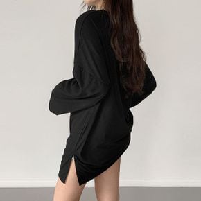 루즈핏 긴팔티 레이온 스판 트임 롱티셔츠 기본 심플 박시한 티셔츠 찰랑한핏_P404603759