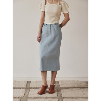 지에마르 CORDUROY SKIRT SKYBLUE