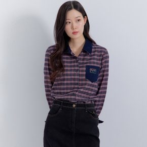 (2컬러) 코듀로이 카라 체크 셔츠 LCWSPA23