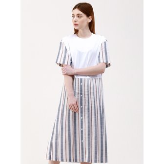 분더가이스트 [리퍼브]WunderGeist Cotton Linen Stripe Combination Half OPS(White)