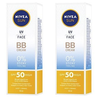  니베아 썬스크린 페이스 비비크림 sun SPF 50 uv face bb cream 50ml 2개