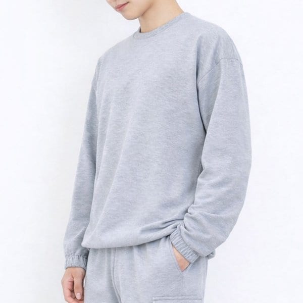 남성 기본 라운드 티셔츠 그레이 데일리 시보리 상의