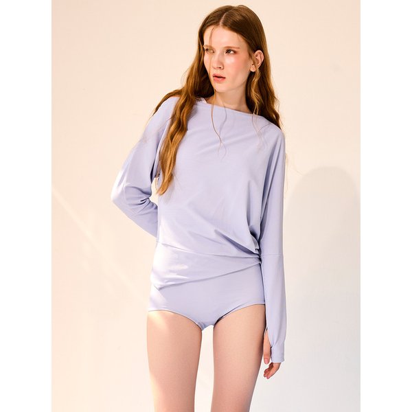 비대칭 오프숄더 립 여성 래쉬가드 Brunnera Blue