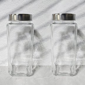 사각 유리병 밀폐용기 1300ml 2P 보관 저장용기 공병