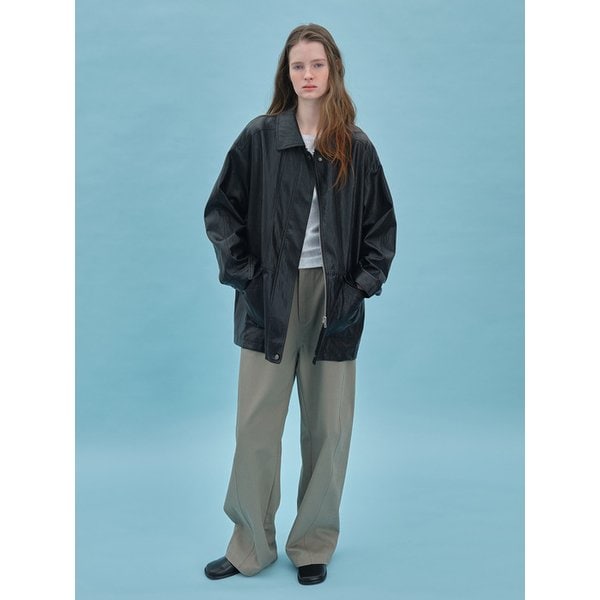 [리퍼브] 레더 하프 트렌치 BLACK