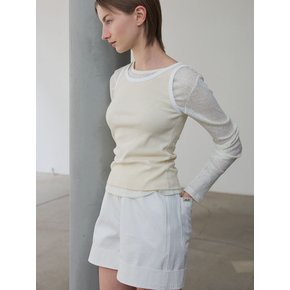 Banding cotton shorts (Ivory)