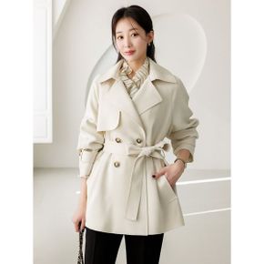 크렘므 프렌치 무드 벨트SET 하프 더블 트렌치 코트_P418446947