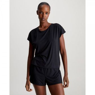 이스퀘어 4378404 Calvin Klein Minimalist Micro With Lace Lounge Sleep Top - Black