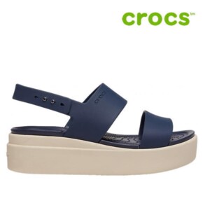 샌들 /F13- 206453-46K / Womens Crocs Brooklyn Low Wedge Navy / Stucco