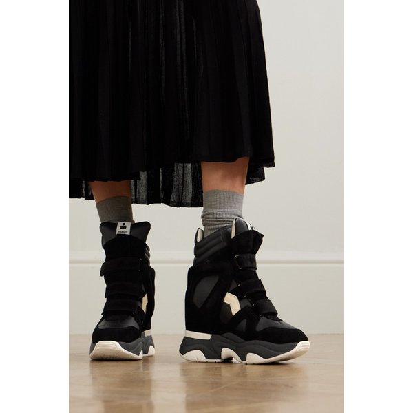 가죽 스웨이드 하이탑 웨지 스니커즈 46376663162987735