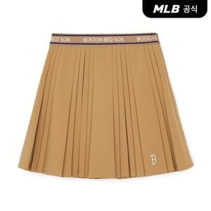 MLB [코리아공식] 여성 스포티브 바시티 플리츠 스커트 BOS (Beige)