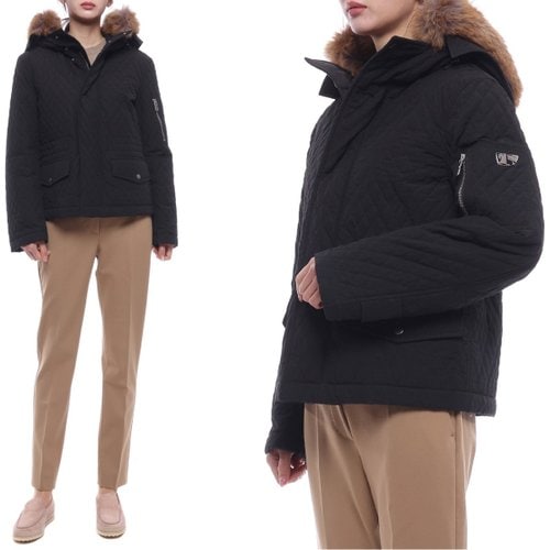 여성 코튼 블렌드 퀼팅 점퍼 (8095233 BLACK 24F)