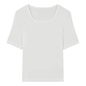 스쿱넥 골지 하프 티셔츠 (SSIIIBD98180) (SSIII98180)