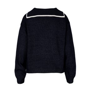 Marin Collar Knit Top Navy