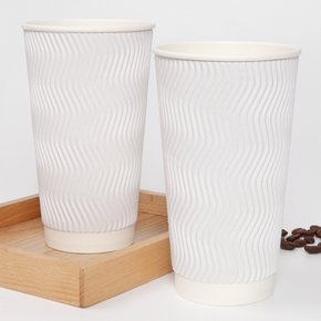 20온스 한결 종이컵 화이트 600ml 단열 리플컵 웨이브컵 25개