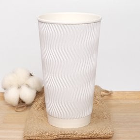20온스 한결 종이컵 화이트 600ml 단열 리플컵 웨이브컵 25개