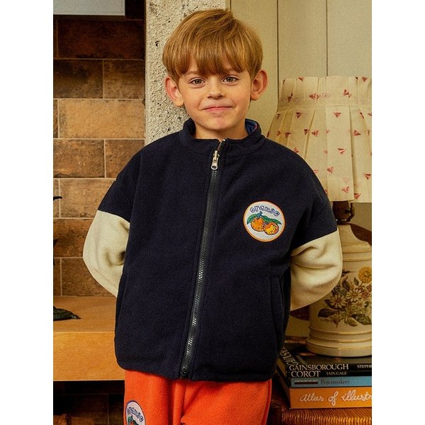 오렌지 유아 아동 키즈 폴라플리스 리버시블 집업 자켓