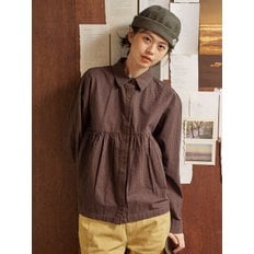 W CHESS COTTON BLOUSE [OLIVE GREEN]