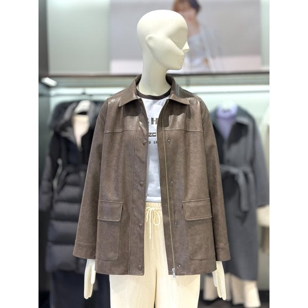 [시흥점] 페이크 레더 미디 자켓 V261PSF951